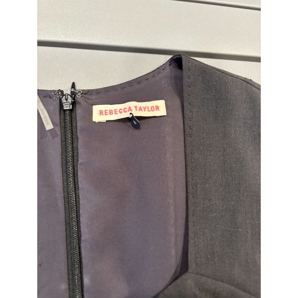 Rebecca Taylor Gray Stretch Wool Fit Flare Dress Sweetheart Neckline Size 4 - Picture 7 of 8